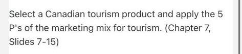 Select a Canadian tourism product and apply the 5