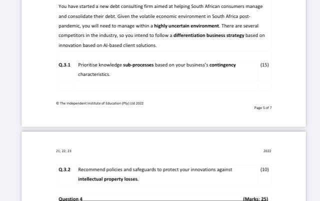 Prioritise knowledge subprocesses based on your