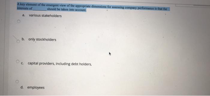 A key element of the emergent view of the