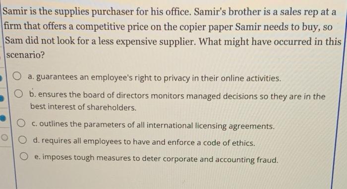 amir is the supplies purchaser for his office.