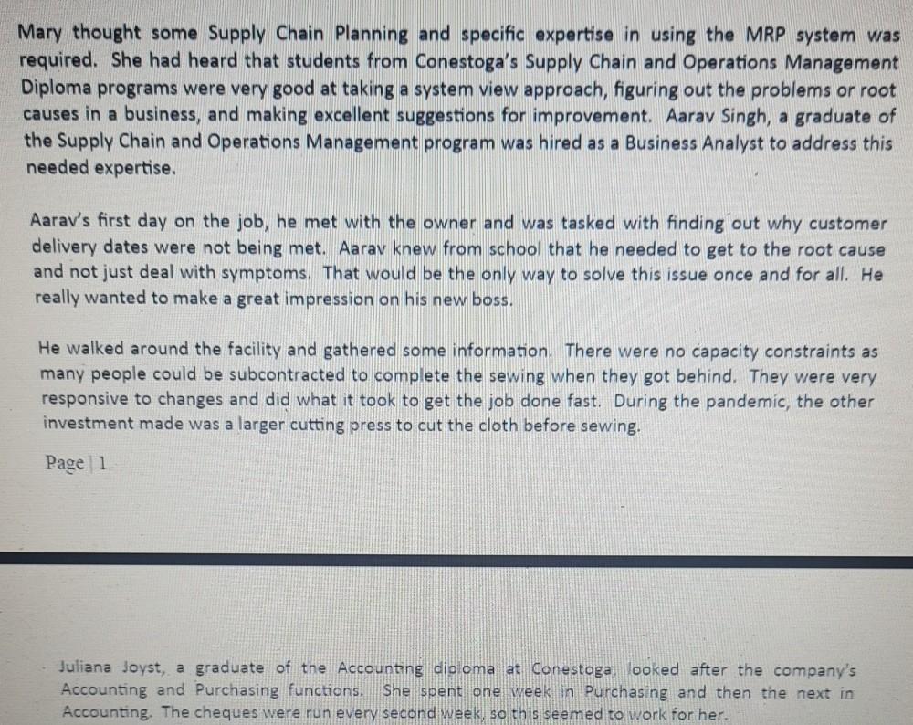 Mary's Masks Inc. OPER2210 - MRP Case Study