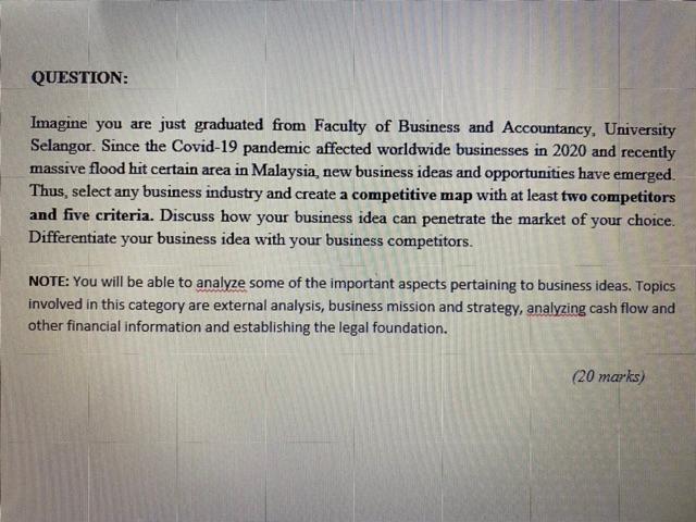 QUESTION: Imagine you are just graduated from