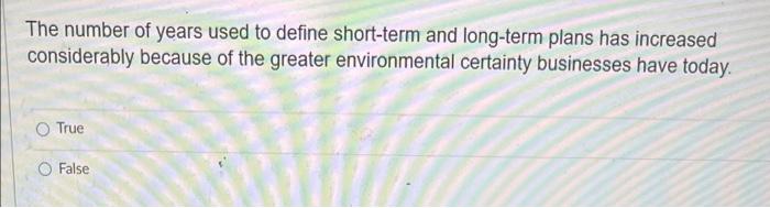 The number of years used to define short-term and