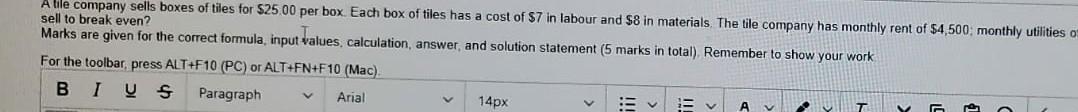 Able company sells boxes of tiles for $25.00 per