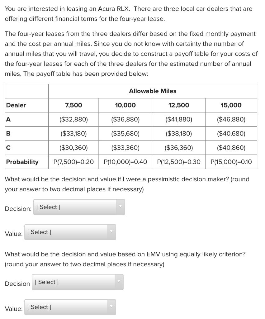 You are interested in leasing an Acura RLX. There