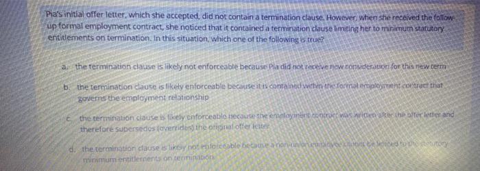 Pia's initial offer letter, which she accepted,
