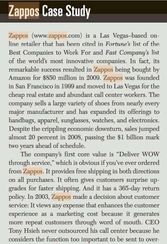 Ch 1 -- P&A 1 & 8 Zappos Case Study (Please