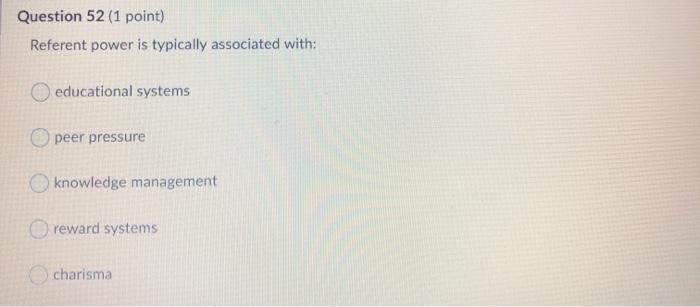 Question 51 (1 point) Control over information