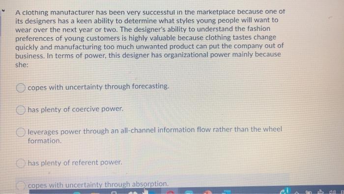 Question 51 (1 point) Control over information