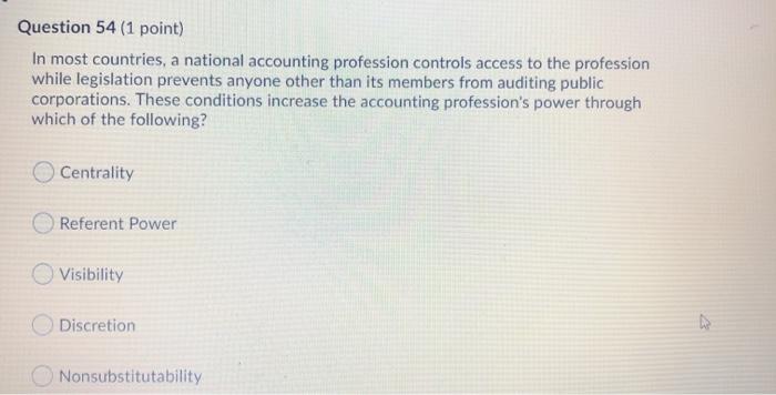 Question 51 (1 point) Control over information
