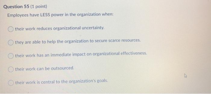 Question 51 (1 point) Control over information