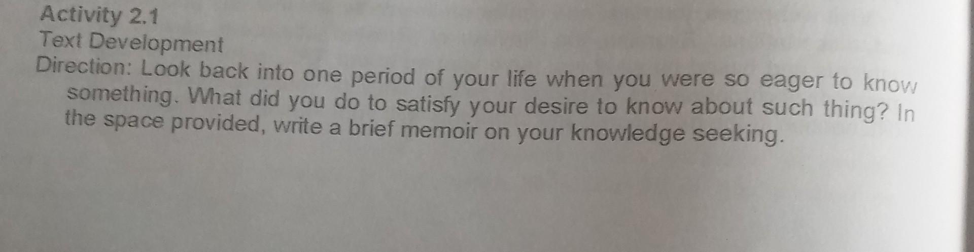 Activity 2.1 Text Development Direction: Look