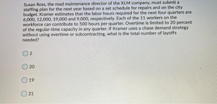 Susan Ross, the road maintenance director of the