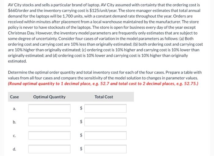 Please help me solve this! Thank you AV City
