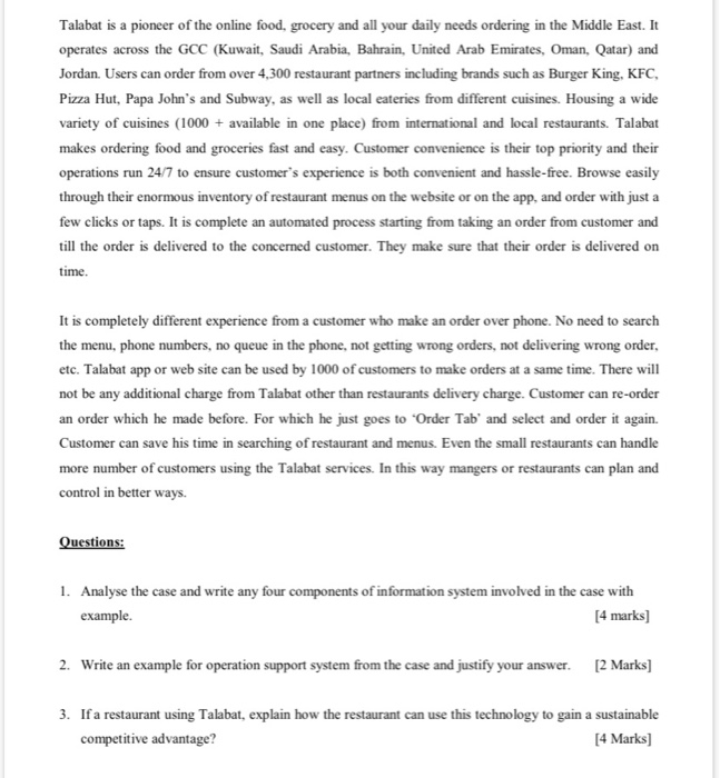 Talabat is a pioneer of the online food, grocery