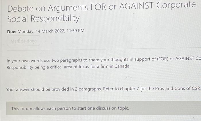 Debate on Arguments FOR or AGAINST Corporate