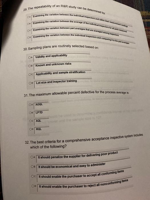 29. The repeatability of an R&R study can be