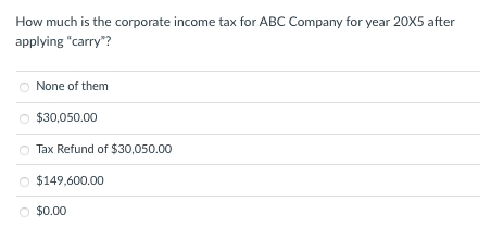 How much is the corporate income tax for ABC