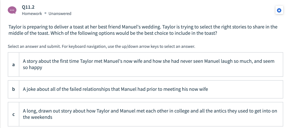 Q11.2 Homework. Unanswered Taylor is preparing to