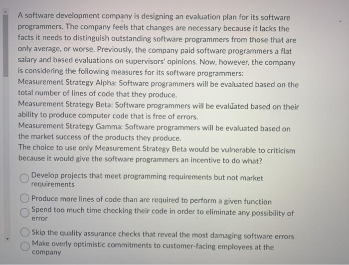 A software development company is designing an