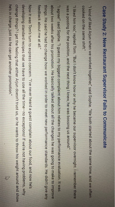 Case Study 2: New Restaurant Supervisor Fails to