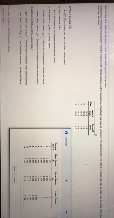 Refer to Table 56.1 - Factors for Computing