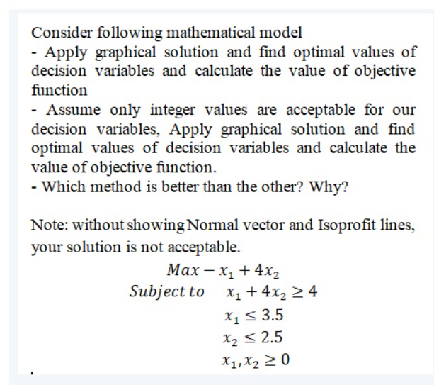 Consider following mathematical model - Apply