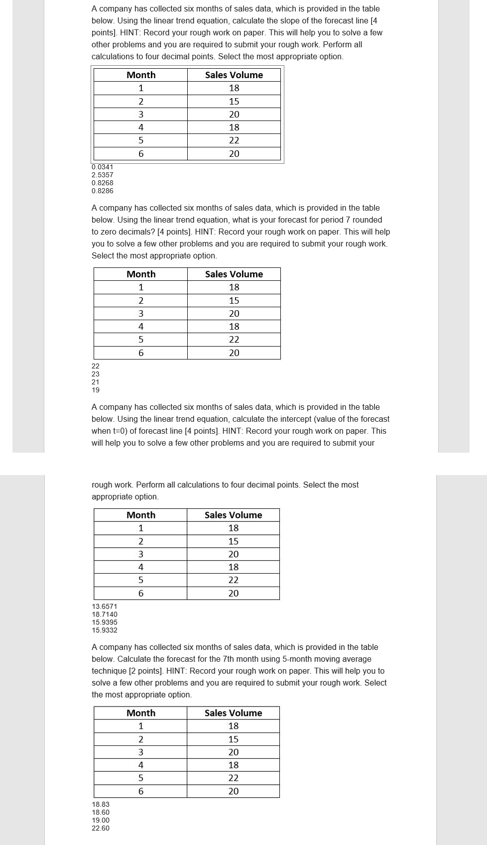 A company has collected six months of sales data,