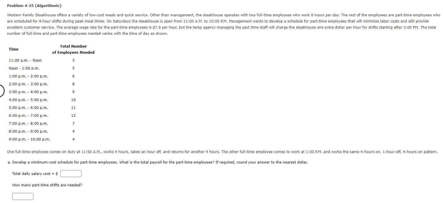Problem 4-25 (Algorithmic) Western Family