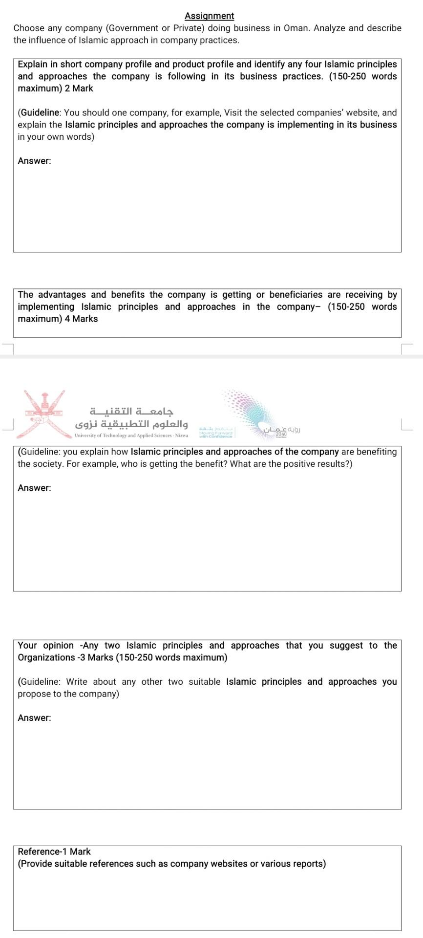 Answer all the questions Assignment Choose any