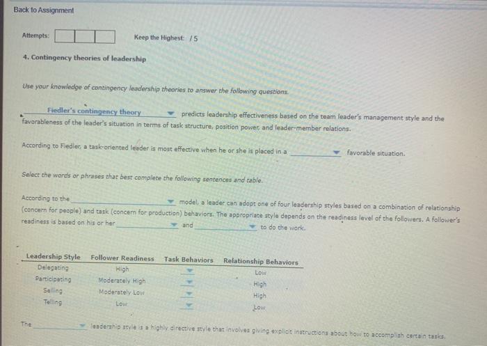 organizational behavior Back to Assignment