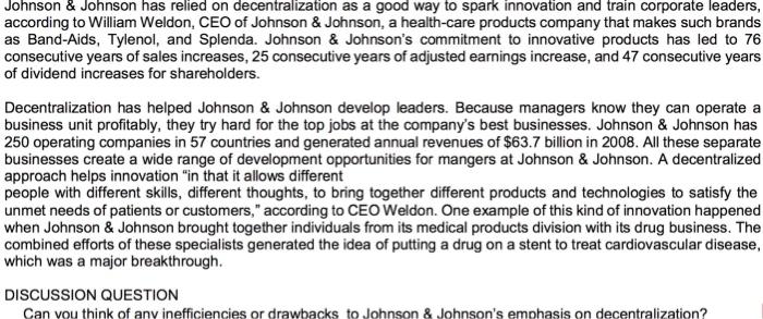 Answer in a detailed manner please Johnson &