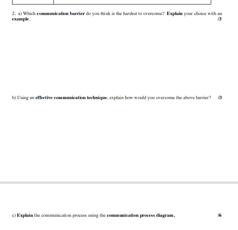 2. a) Which communication barrier do you think is