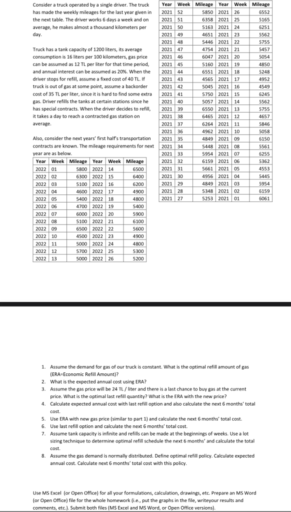 Consider a truck operated by a single driver. The