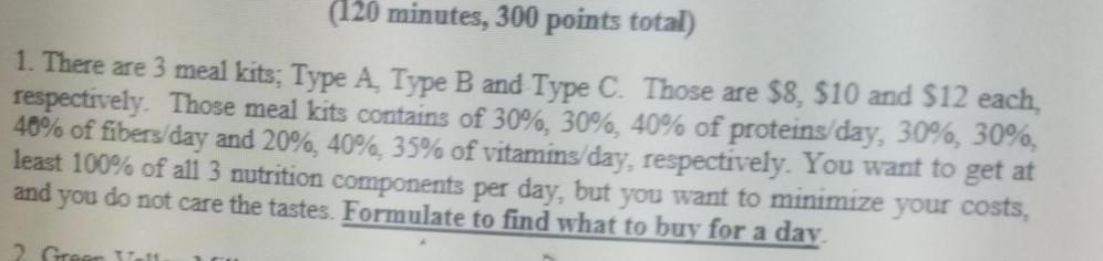 (120 minutes, 300 points total) 1. There are 3