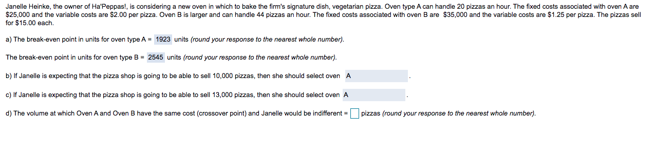 The volume at which Oven A and Oven B have the
