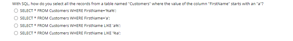 The table Customer has four records listed below,