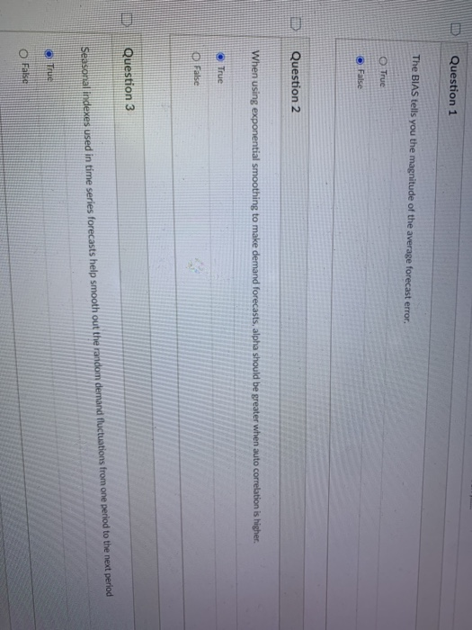 Question 1 The BIAS tells you the magnitude of