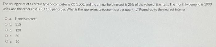 The selling price of a certain type of computer