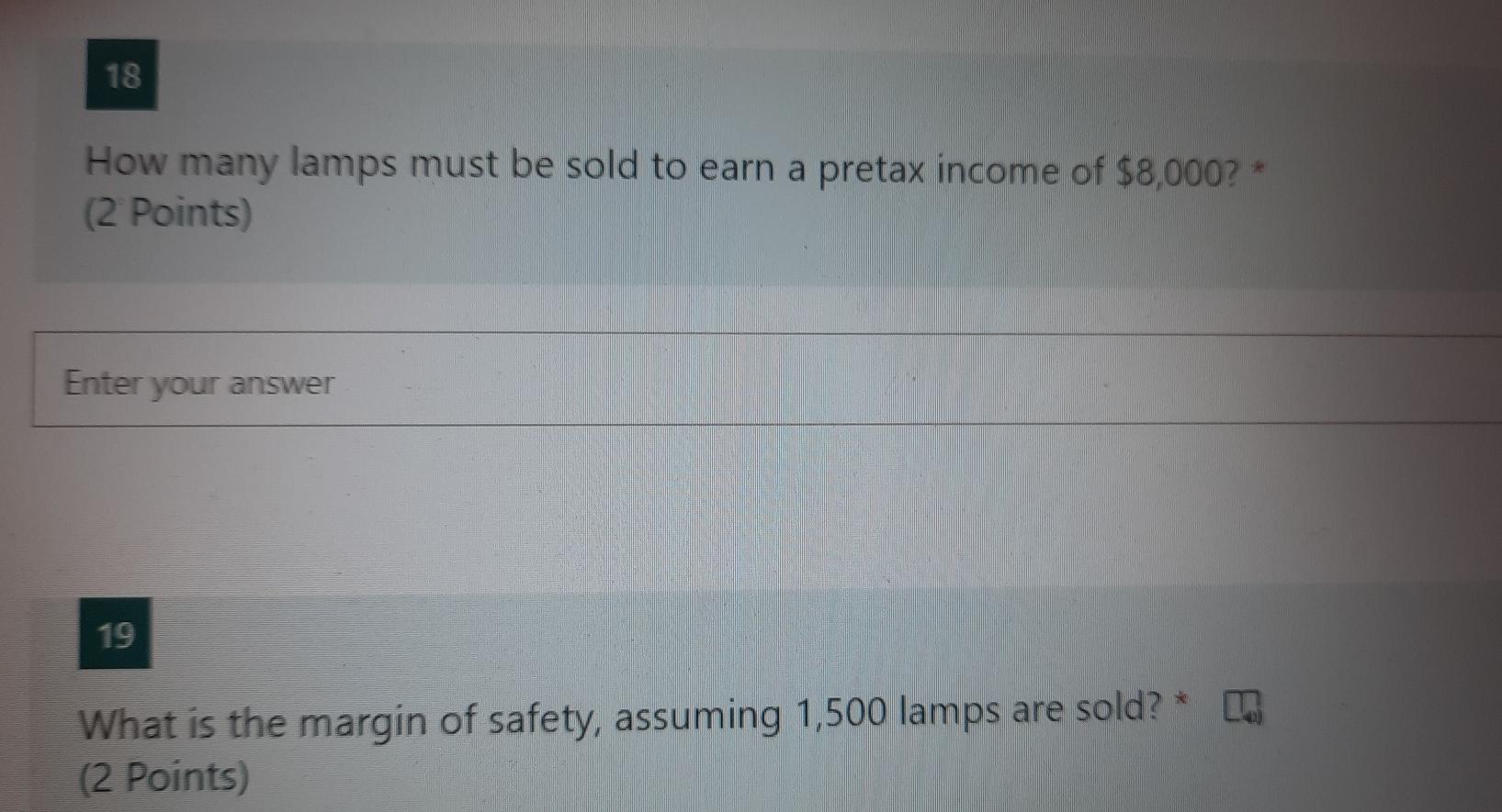 Section 5 Furniture, Inc., sells lamps for $30.