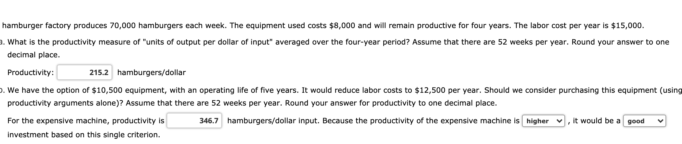 hamburger factory produces 70,000 hamburgers each
