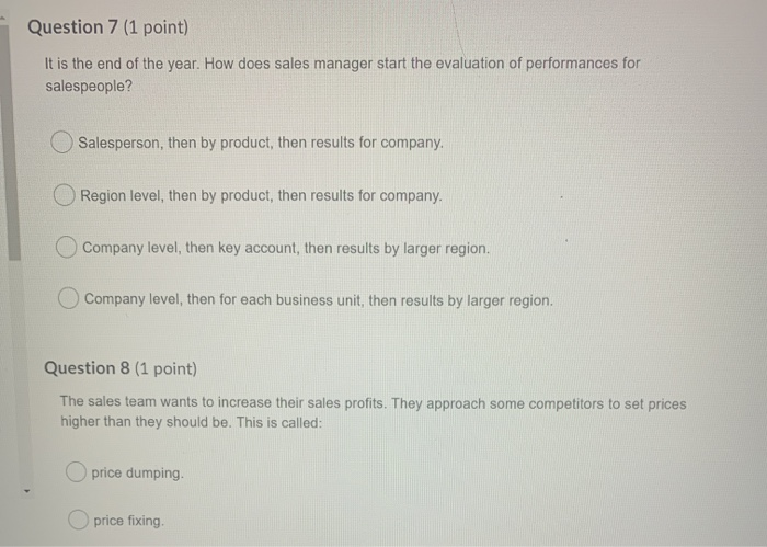 Question 7 (1 point) It is the end of the year.