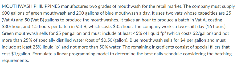 MOUTHWASH PHILIPPINES manufactures two grades of
