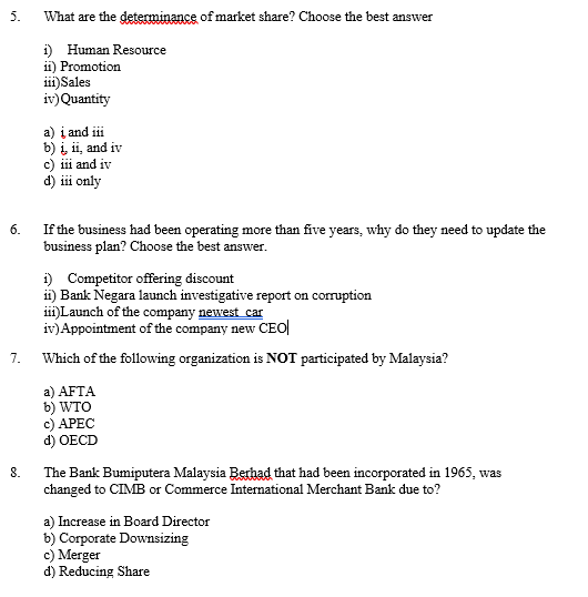 3. In business evaluation opportunities, which of