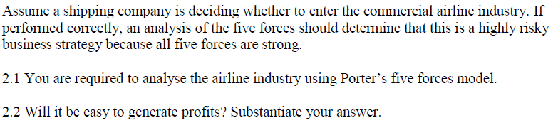 Typed not hand written Assume a shipping company