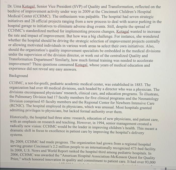 v Dr. Uma Kotagal, Senior Vice President (SVP) of