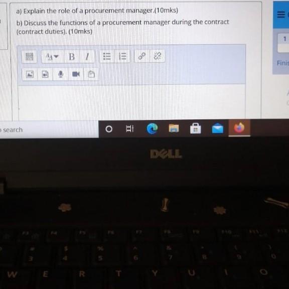 a) Explain the role of a procurement manager