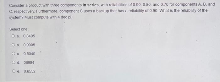 Consider a product with three components in