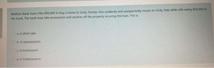 Mafioso Bank loans Vito $90,000 to buy a home in