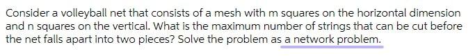 Consider a volleyball net that consists of a mesh